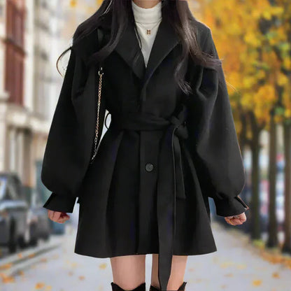 Elegant Women's Long Trench Coat with Belt