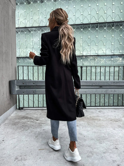 Eleganter Damen Wintermantel Schwarz Chic - IdealeKleiden