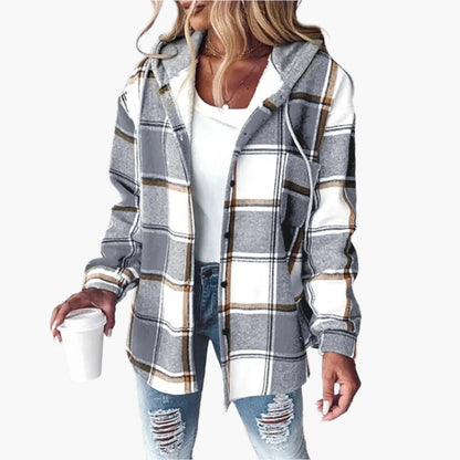 Plaid Winter Jacket Hood Autumn Style
