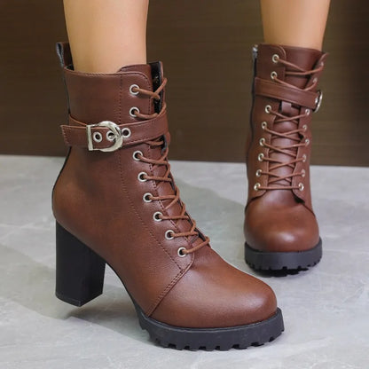 Women's Ankle Boots Laces Elegant