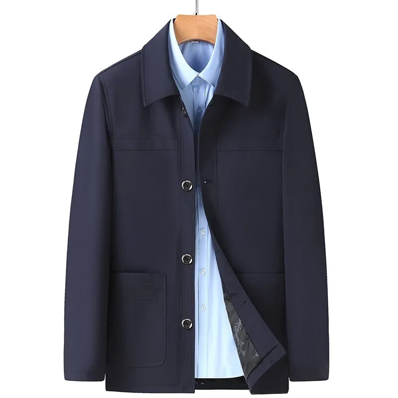 Vegan outdoor jacket with pockets and buttons