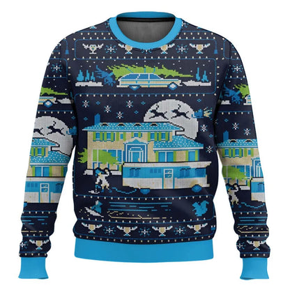 Herren Weihnachtspullover Ski Motiv Witzig