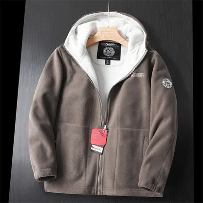 Warm winter jacket hood zipper