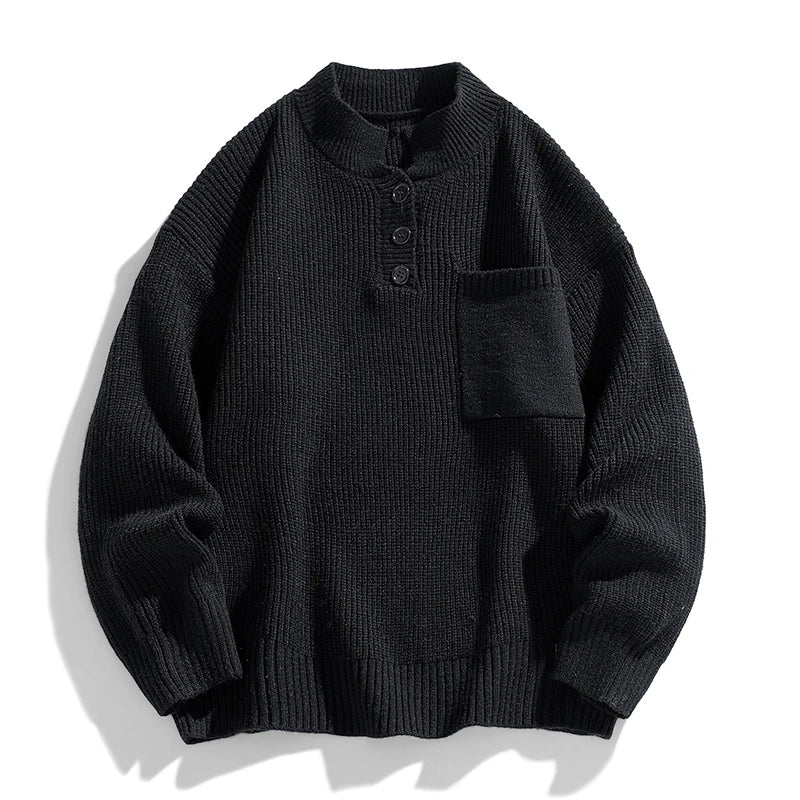 Men's Warm Button Placket Knitted Sweater