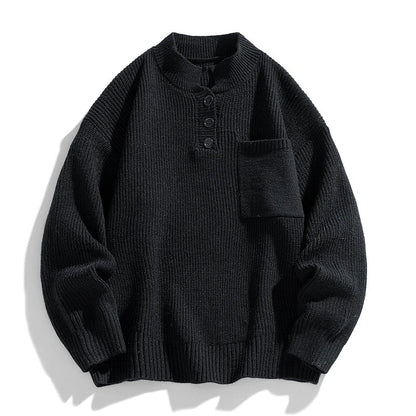 Men's Warm Button Placket Knitted Sweater