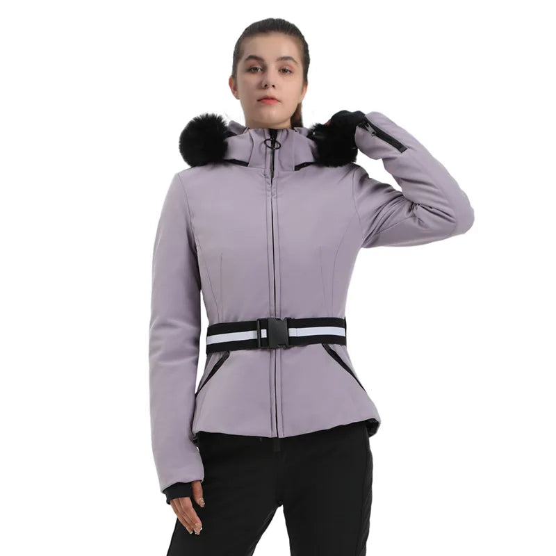 Damen Skijacke Winter Gemustert Warm
