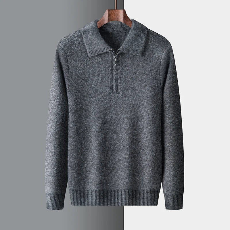 Men's Knitted Jumper Winter Warm Half-Zip