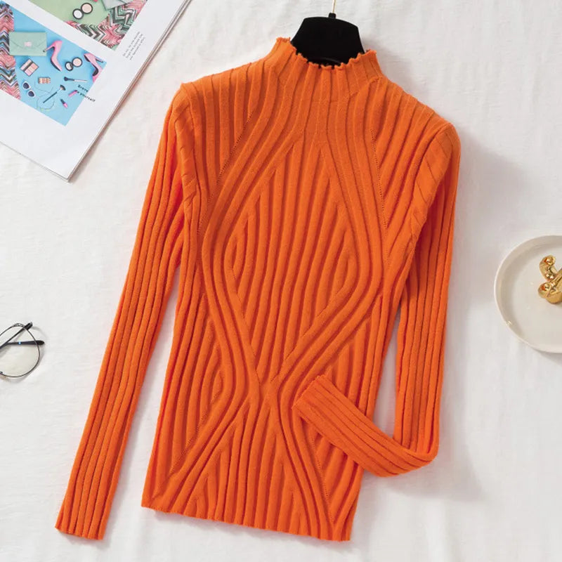 Women's Turtleneck Long-Sleeved Elegant Knitted Sweater
