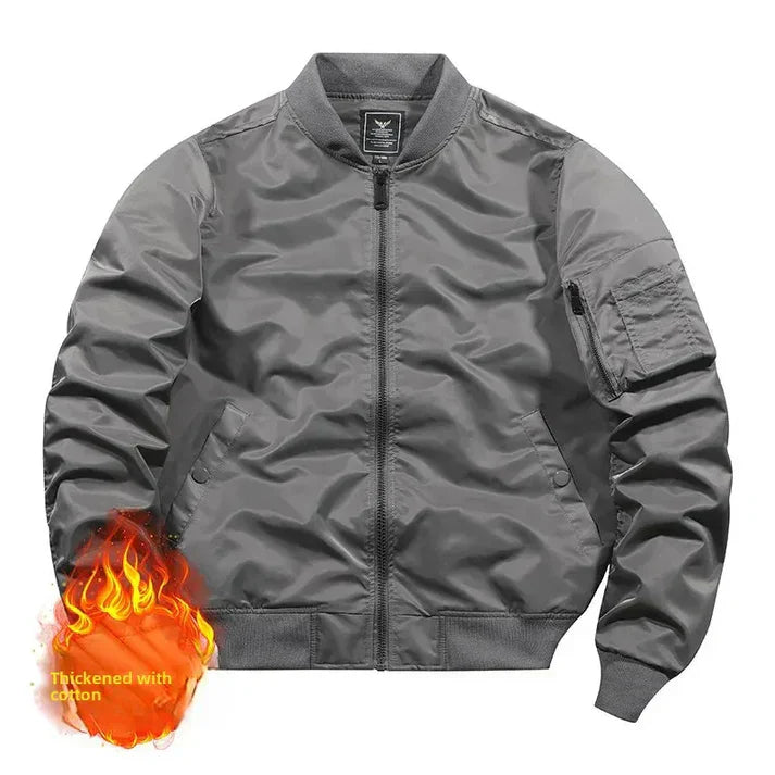 Leather bomber jacket aviator style