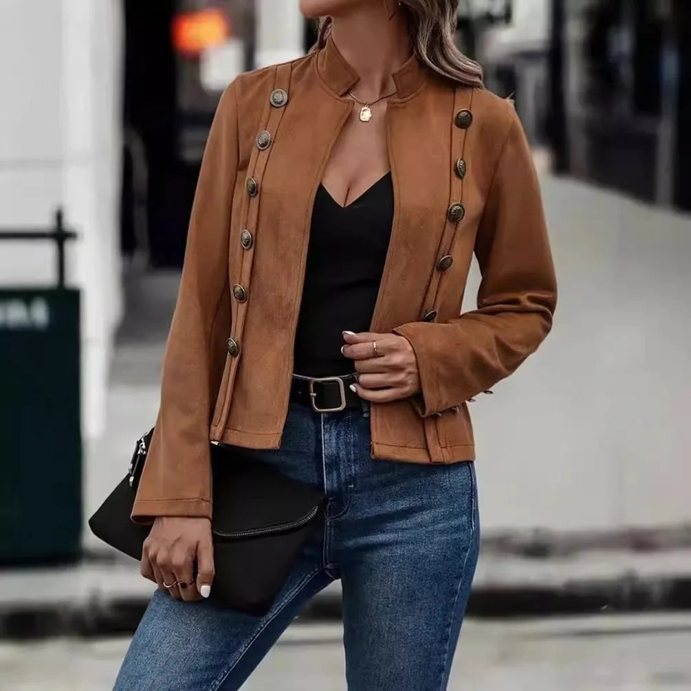 Elegant Velvet Double-Breasted Jacket