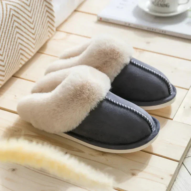 Women's Slippers Plush Fur Trim Cozy