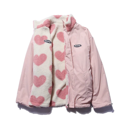Women's Coat Heart Pattern Elegant