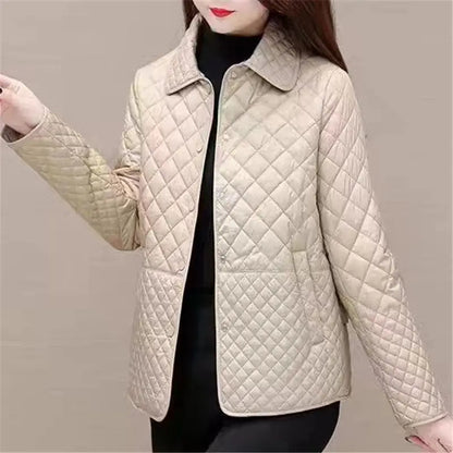 Elegant quilted jacket | Turn-down collar with buttons