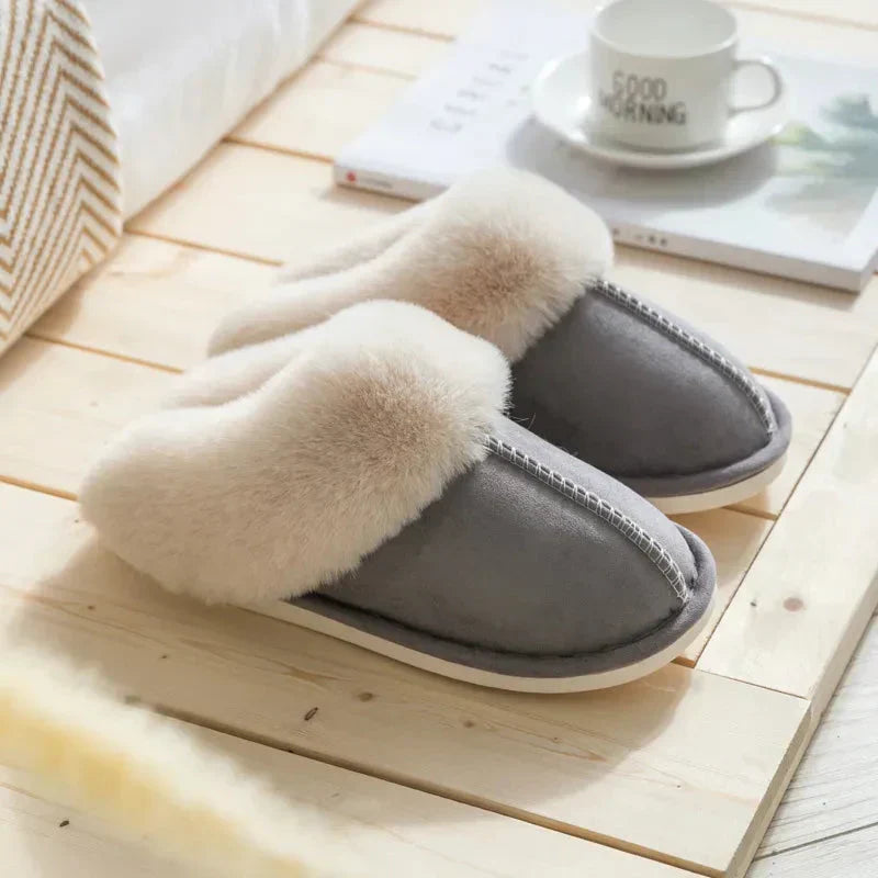 Women's Slippers Plush Fur Trim Cozy
