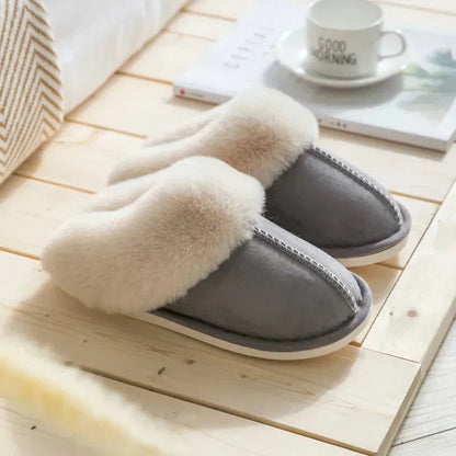Women's Slippers Plush Fur Trim Cozy