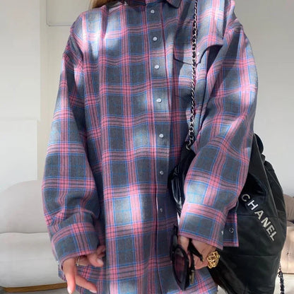 Long-Sleeve Plaid Relaxed Fit Shirt