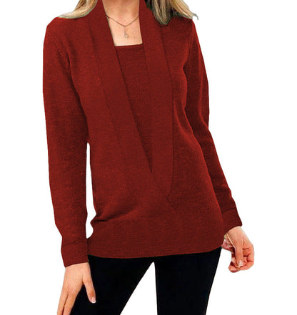 Elegant Women's Sweaters Deep Neckline