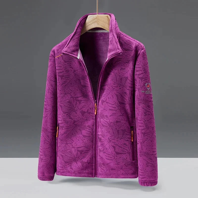 Soft fleece jacket with a high collar and zipper