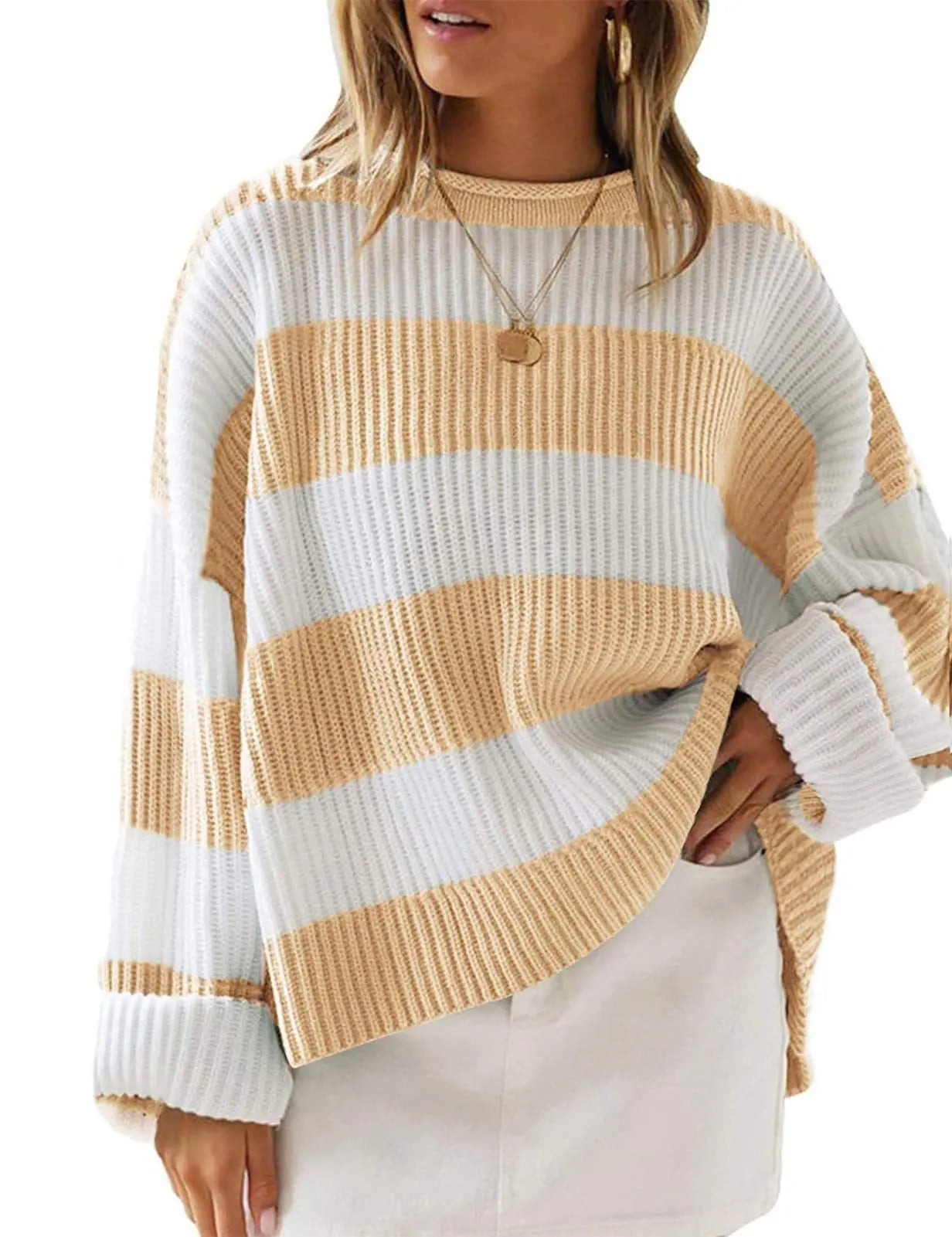 Oversized Striped Knit Sweater