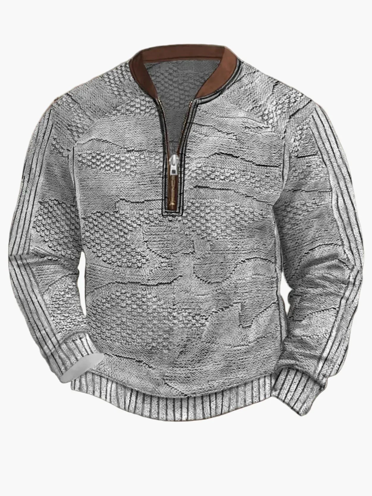 Men's Modern Zip-Up Knit Sweater