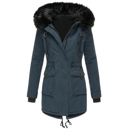 Women's Winter Jacket Warm Fur Hood