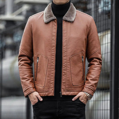 Elegant Men's Classic Leather Jacket