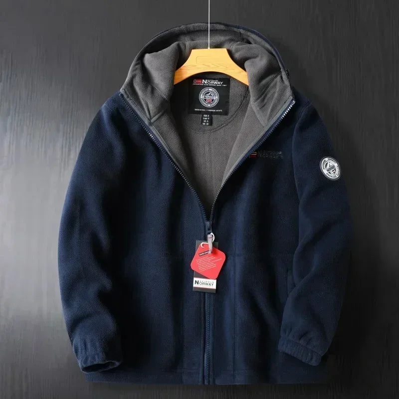Warm winter jacket hood zipper
