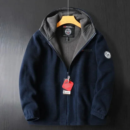 Warm winter jacket hood zipper