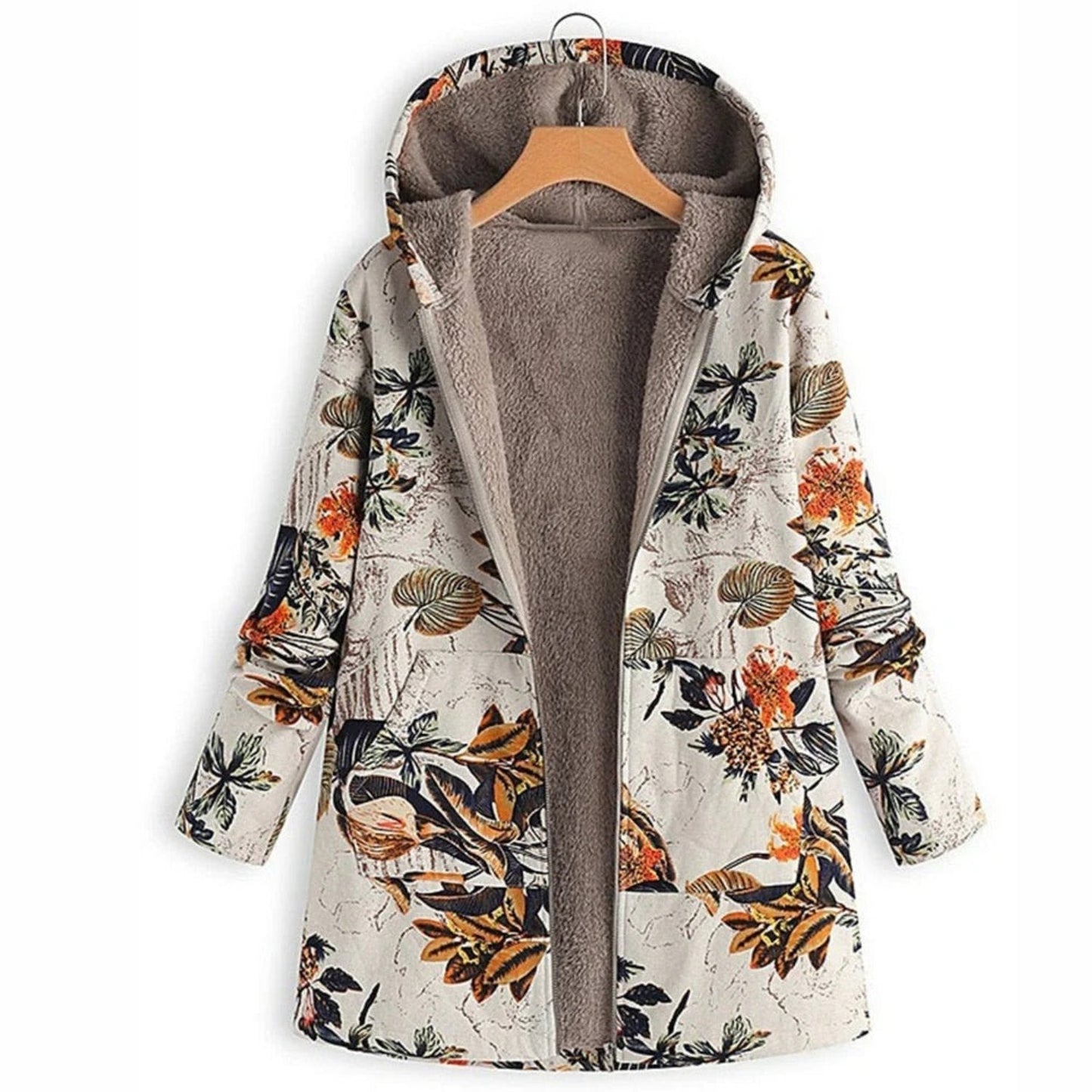 Stylish women's jacket floral pattern warm