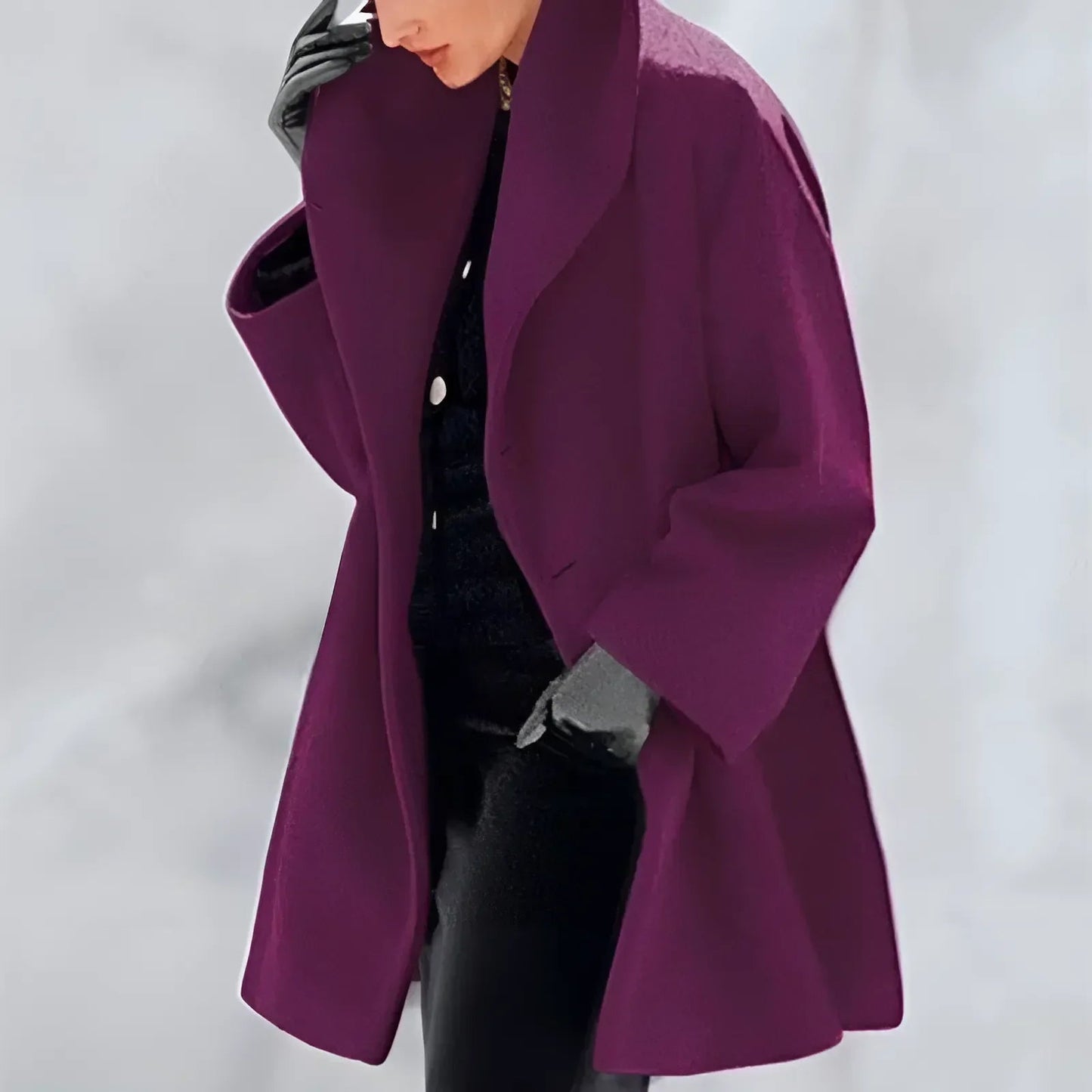 Elegant Winter Coat Long Women's Coat Button Closure