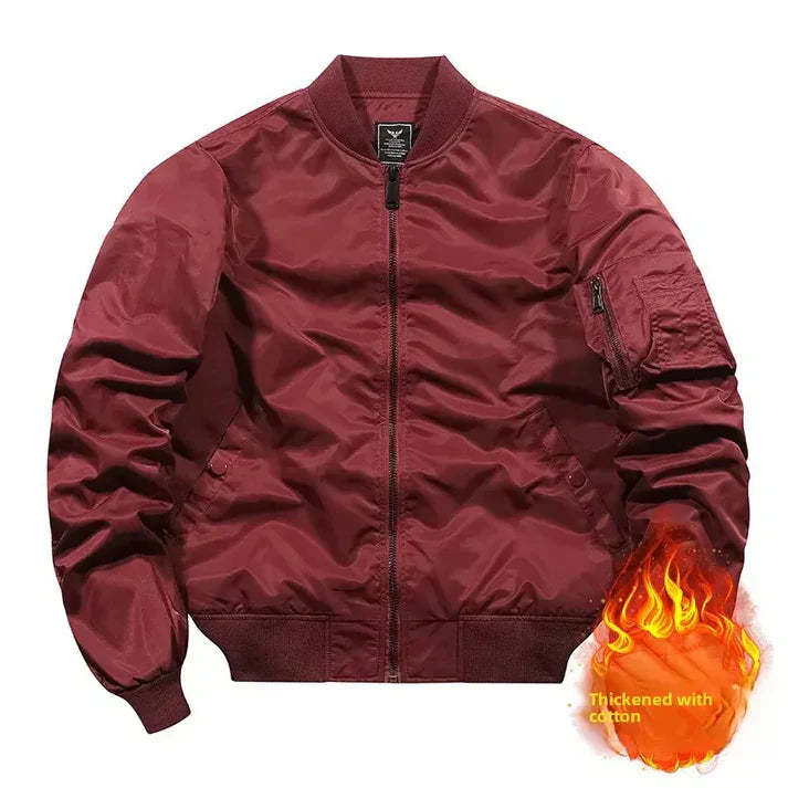 Leather bomber jacket aviator style