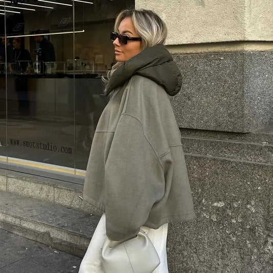 Damen Winterjacke Kapuze Wollmantel - IdealeKleiden