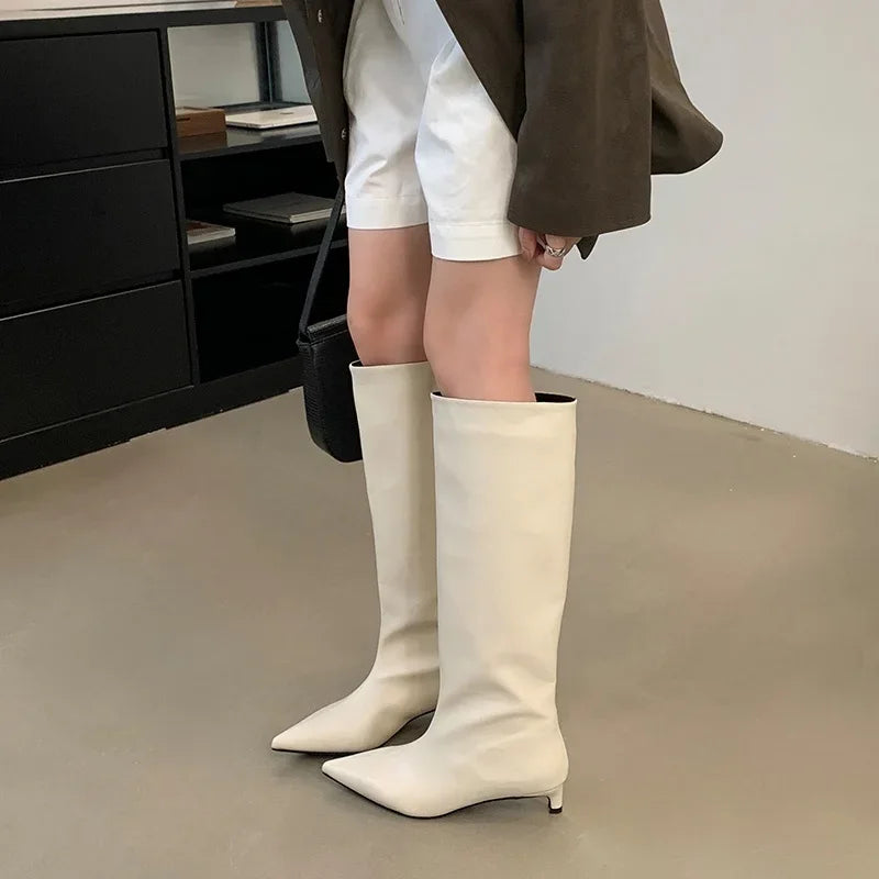Elegant Women's Knee-High Boots with Slim Heel