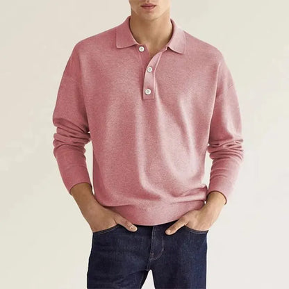 Men's Long-Sleeved Polo Shirt Modern Casual Look