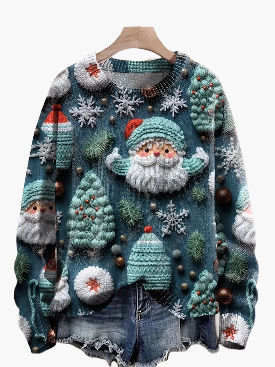 Christmas Sweater Festive 3D Embroidery
