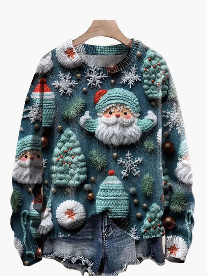 Christmas Sweater Festive 3D Embroidery
