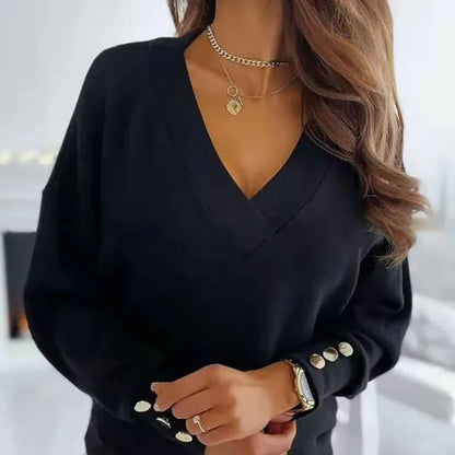 Eleganter Damen Pullover V-Ausschnitt