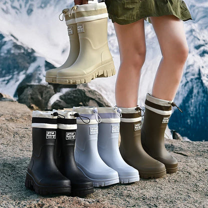 Damen Gummistiefel Wasserdicht Retro Stil Rutschfest - IdealeKleiden