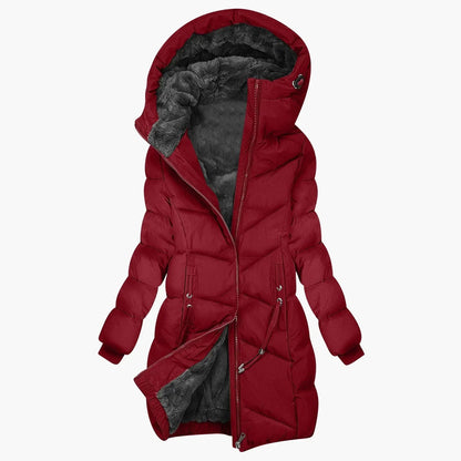 Women's Long Quilted Winter Coat Hooded Warm