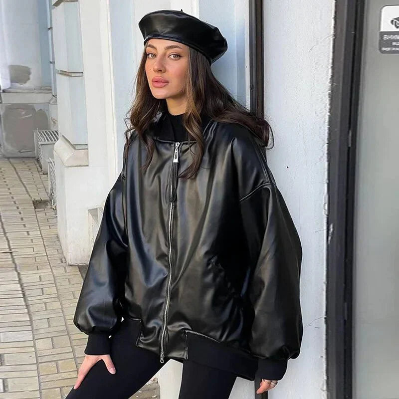 Stylish Leather Jacket Motorcycle Look