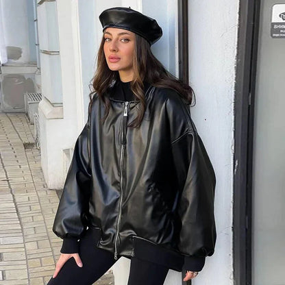Stylish Leather Jacket Motorcycle Look