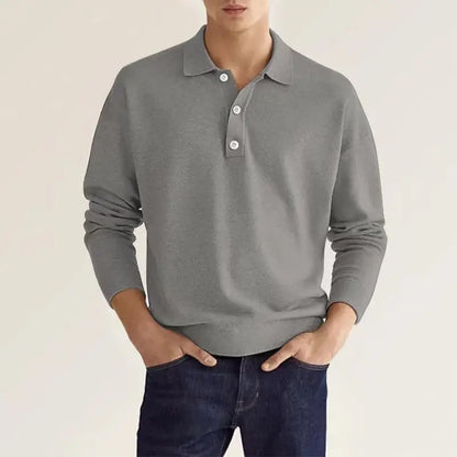 Men's Long-Sleeved Polo Shirt Modern Casual Look