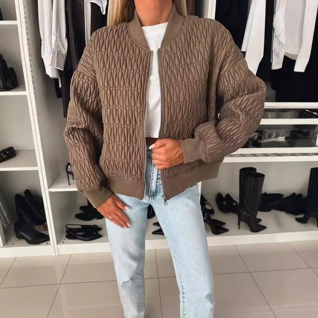 Women's Modern Quilted Jacket Front Zipper