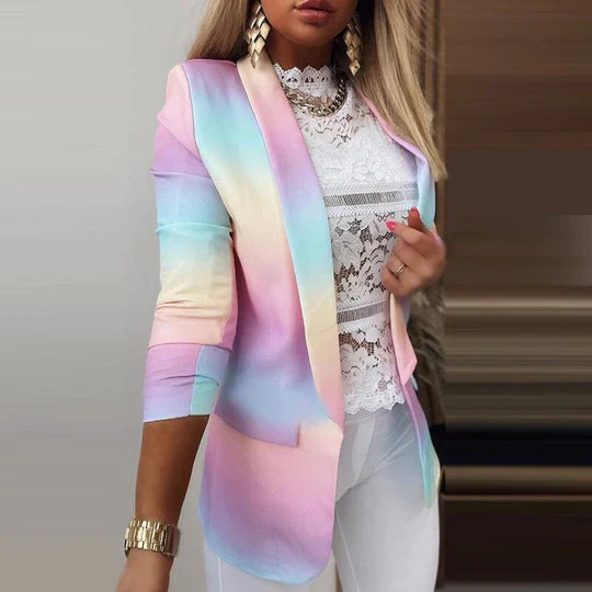 Women's Blazer Long Sleeve Tie-Dye Trendy
