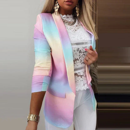 Women's Blazer Long Sleeve Tie-Dye Trendy