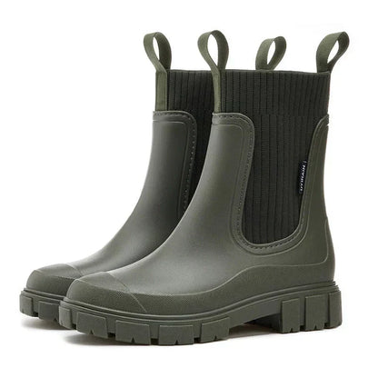 Wasserdichte Gummistiefel Damen Warm Isoliert Rutschfest