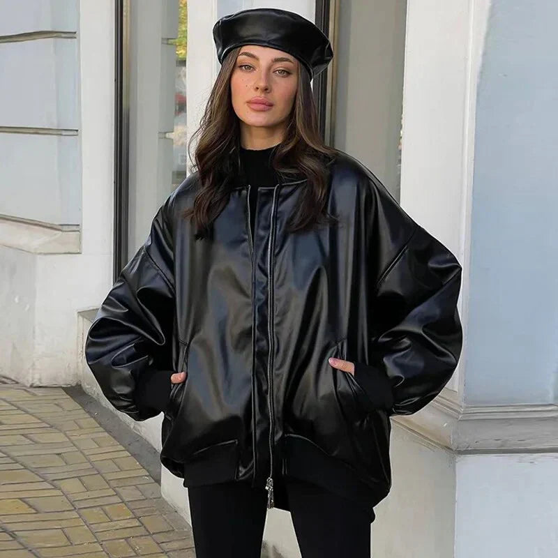 Stylische Lederjacke Motorrad Look - IdealeKleiden