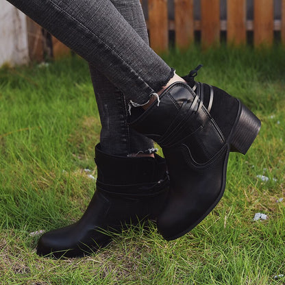 Retro Ankle Boots Round Toe