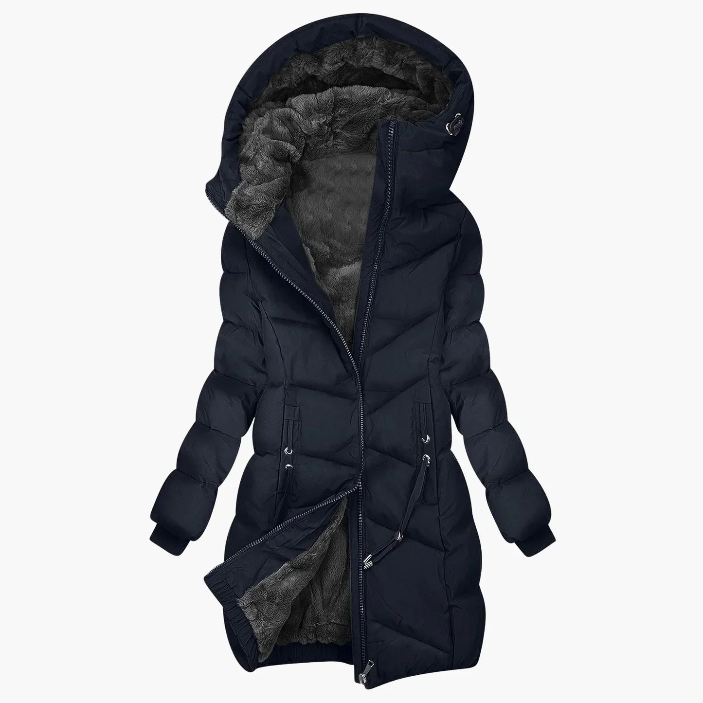Women's Long Quilted Winter Coat Hooded Warm