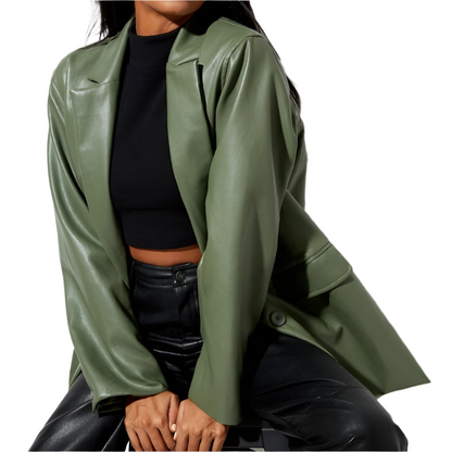 Stylish women's faux leather jacket